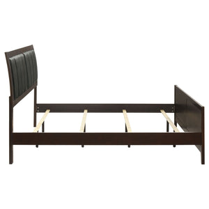 Eastern King Panel Bed With Upholstered Headboard And Footboard - Cappuccino