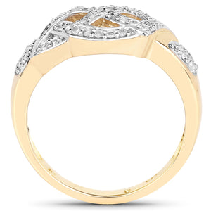 14K Yellow Gold Plated 0.21 Carat Genuine White Diamond .925 Sterling Silver Ring