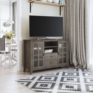 Handcrafted Tall TV Media Stand with Glass Doors and Storage - Multiple Colors
