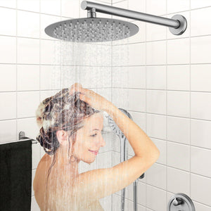 Wall Mounted Shower Set With High Pressure 10" Rain Shower Head And 5 Function Handheld Shower Head