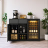 51.2" Modern Fluted Bar Cabinet with Fridge Compartment