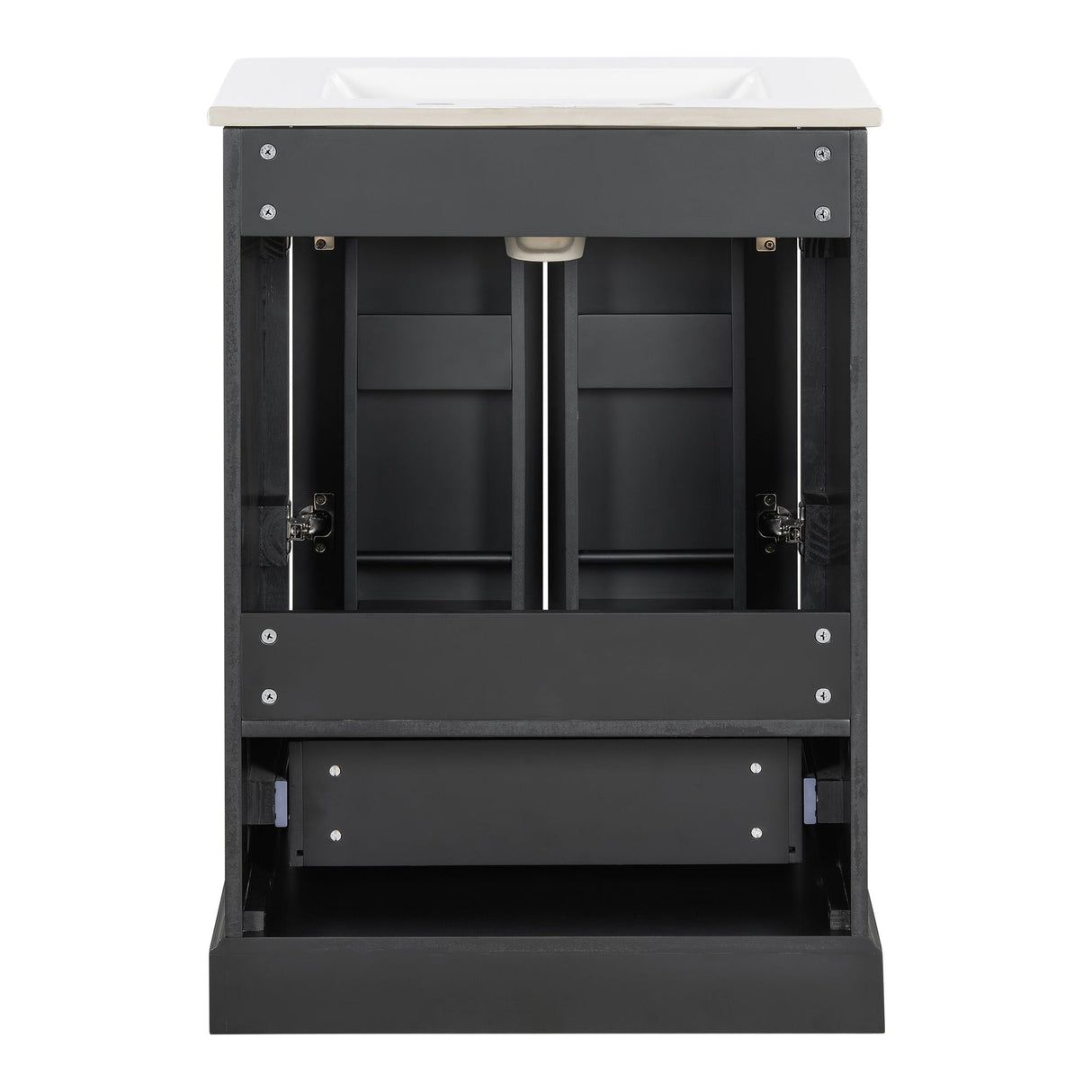 Bathroom Vanity With Sink, 1 Divided Drawer And 2 Soft Close Doors With Double Shelf
