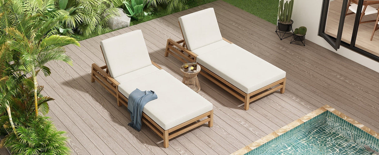 TREXM 5-Position Adjustable Outdoor Chaise Lounge Set of 2