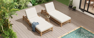 TREXM 5-Position Adjustable Outdoor Chaise Lounge Set of 2