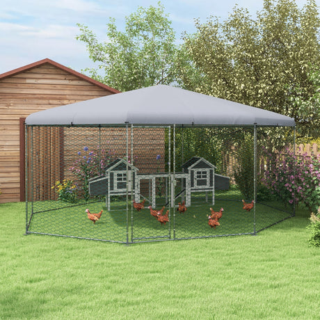 205-ft²-Heavy-Duty-Chicken-Playpen-With-Weather-Resistant-Roof-Pet-Supplies
