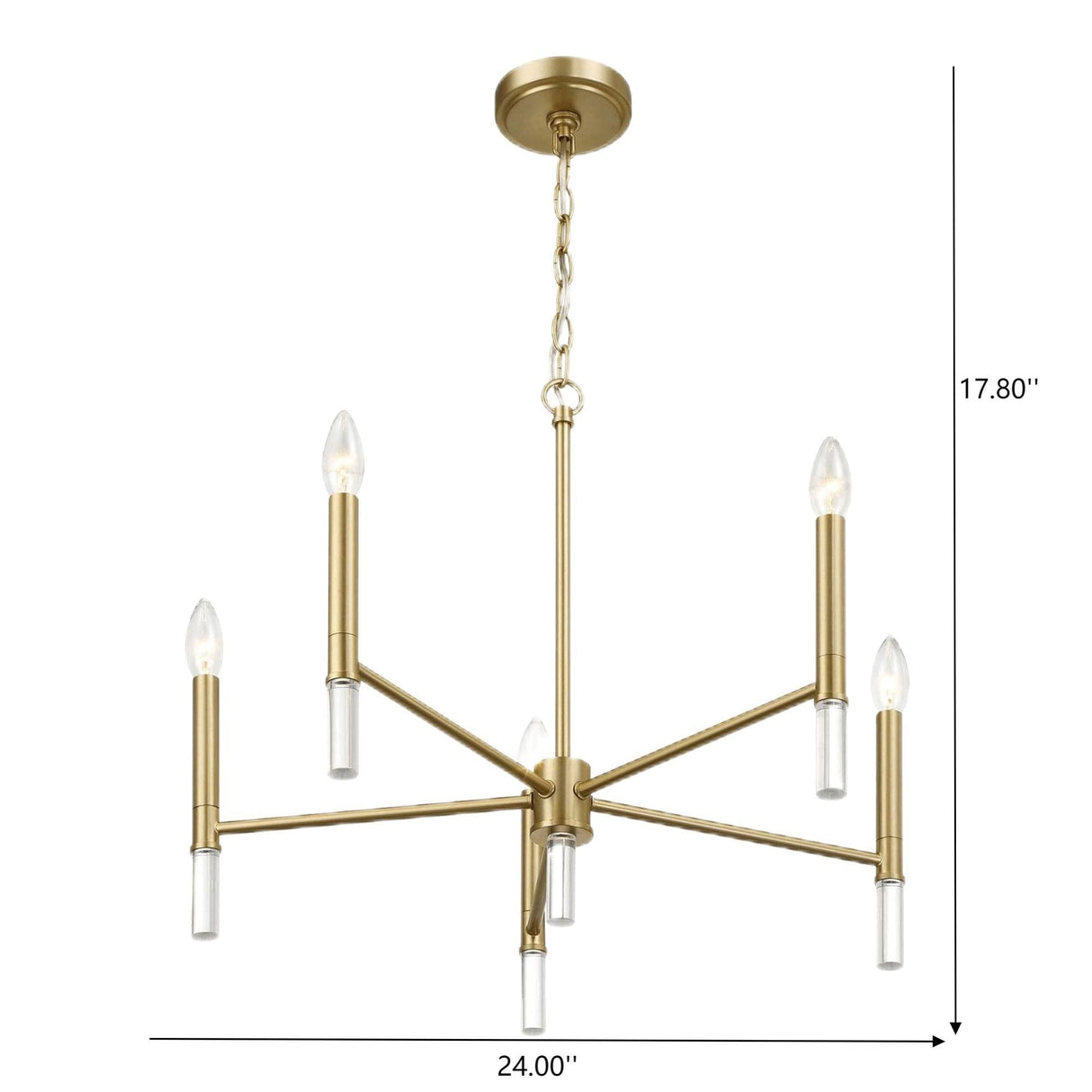 Courtyard Five Light Golden Brass Candle Light Chandelier
