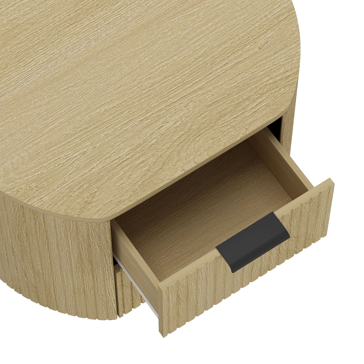 Oak Nightstand with 2 Drawers – Ribbed Texture