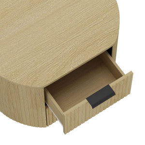 Oak Nightstand with 2 Drawers – Ribbed Texture