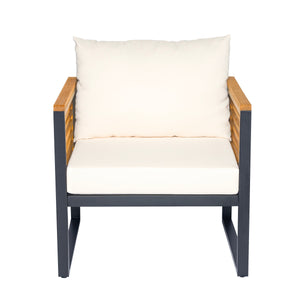 Outdoor 4-Piece Acacia Wood and Metal Patio Sofa Set