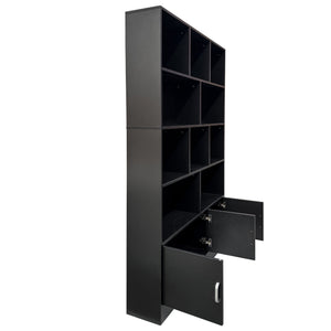 70.87" Tall Bookshelf with 10 Cubes and 3 Doors