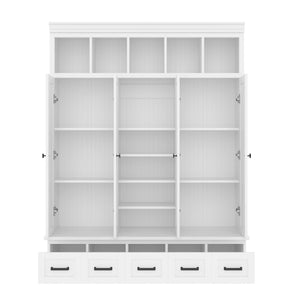 Hall Tree With Bench And 5 Storage Cubbies
