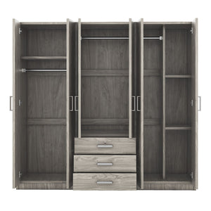 6 Doors Wardrobe Storage For Bedroom, With Big Drawers