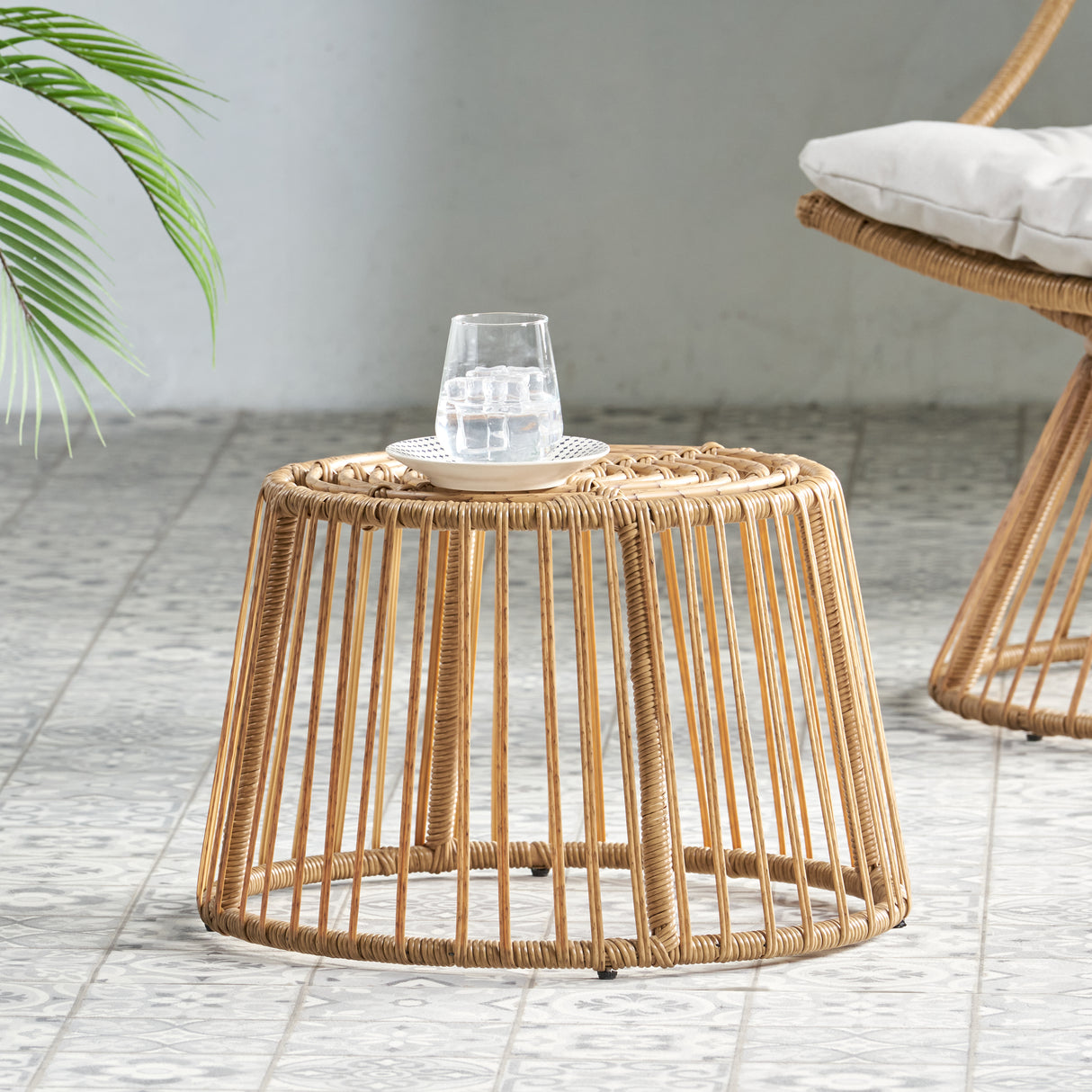 Boho Wicker Outdoor Side Table by christopher knight home