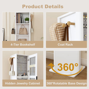 360° Rotating Makeup Cabinet With Full Length Mirror