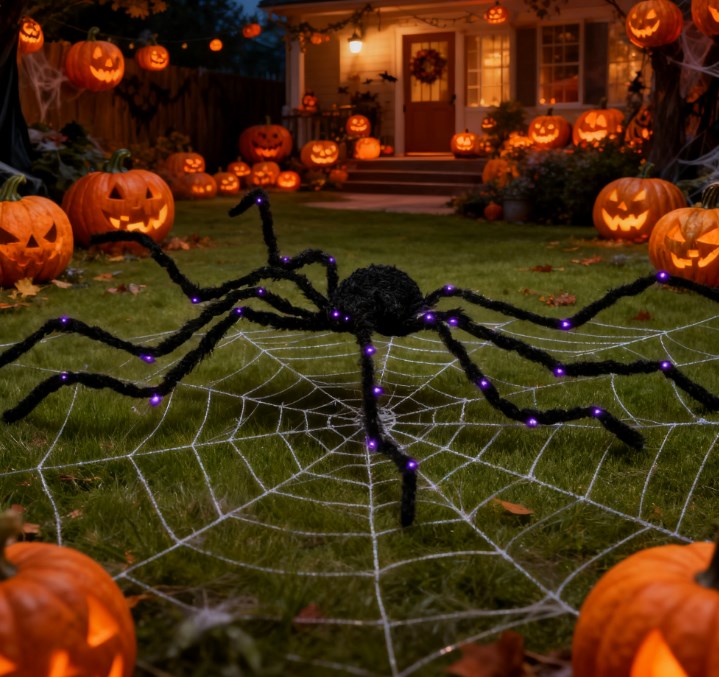 Light-Up Oversized Spider Halloween Yard Decor