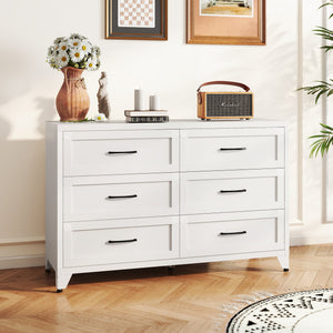 6 Drawer Dresser for Bedroom, Modern Metal Storage Chest