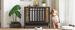 Wooden Dog House Dining Table with Iron Door