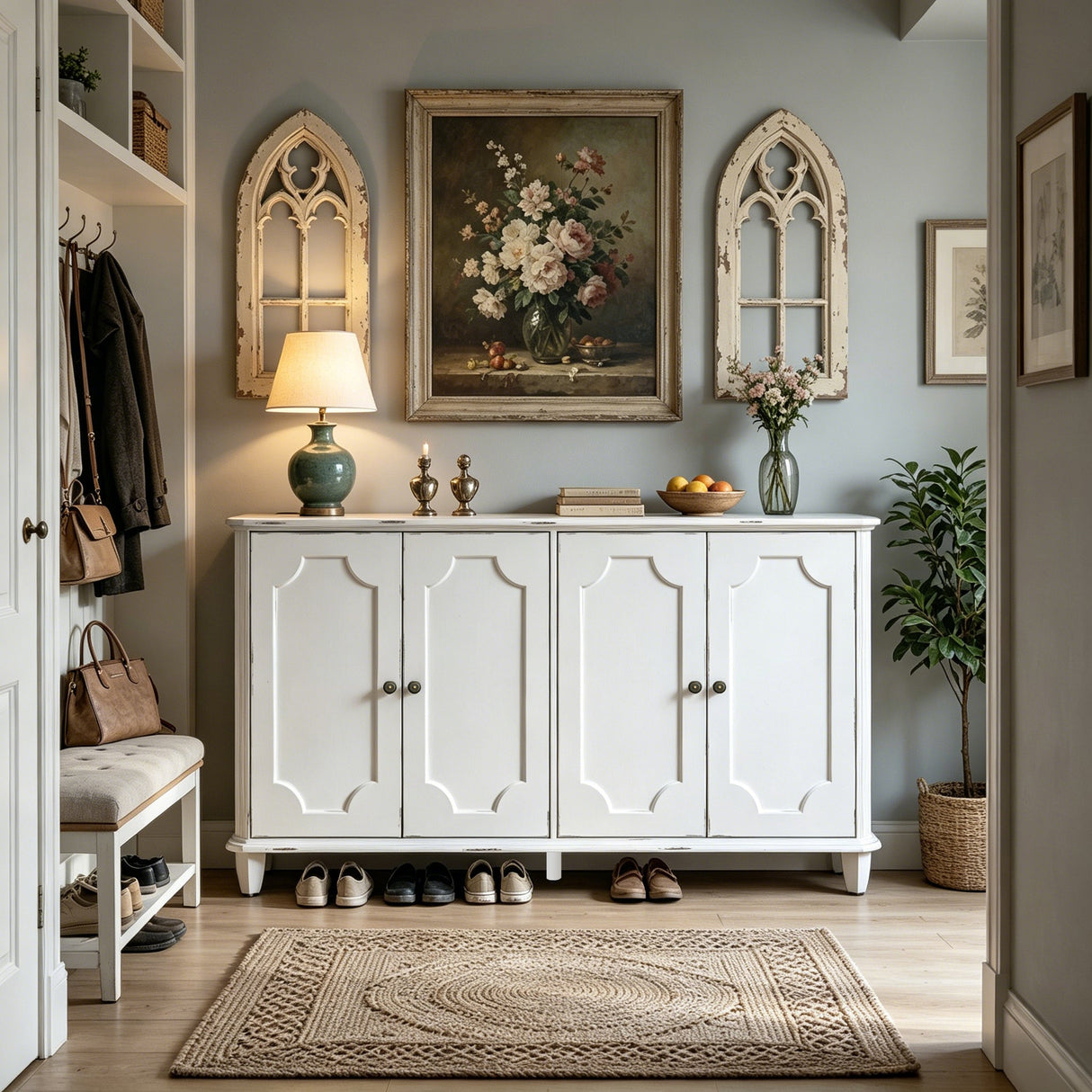 Vintage Distressed Sideboard Buffet Cabinet