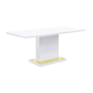 Gaines High Gloss Dining Table With Pedestal Base