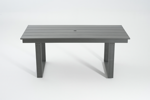 7-Piece HDPE Outdoor Dining Set for 6 – Weather-Resistant Patio Table with Umbrella Hole (Grey)