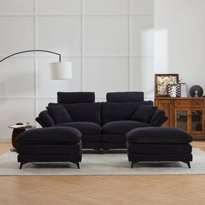 Modern Deep Seat Sectional Sofa With Ottoman