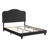 Queen Upholstered Bed Button Tufted with Curve Design