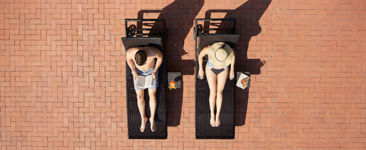 K&K 80'' Patio Wicker Chaise Lounge Chairs Set of 2