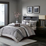 7 Piece Jacquard Comforter Set Grey/Taupe Queen