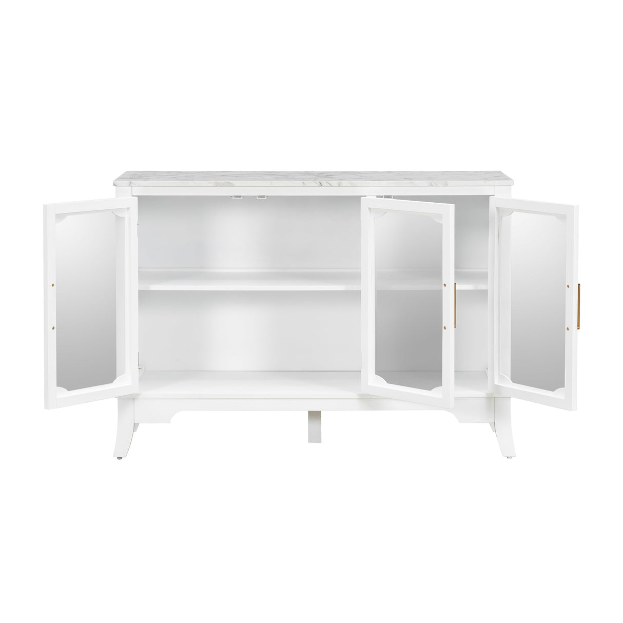 Storage Cabinet 3 Doors Stylish Style White