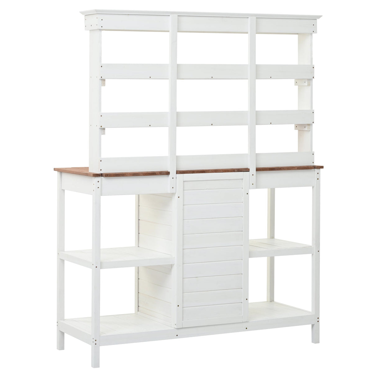 Topmax 66' Large Outdoor Farmhouse Wooden Potting Bench Table