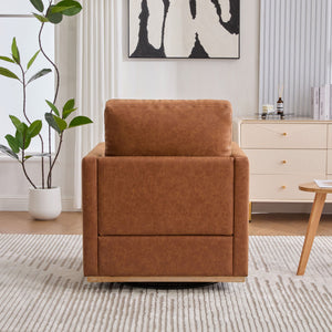 Modern Upholstered Square Swivel Accent Chair With 360 Degree Rotation