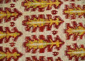 Hand Knotted Beige, Rust and Gold Modern Contemporary Southwestern Tribal Trellis Recycled Silk Area Rug