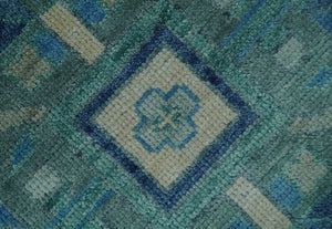 10x14 Hand Knotted Blue and Silver Traditional Antique style Wool Rug, Living Room