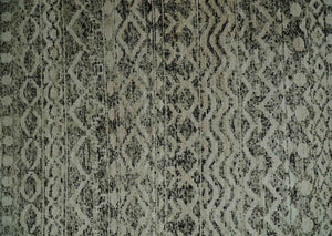10x14 Hand Knotted Ivory and  Black Modern Contemporary Southwestern Recycled Silk Area Rug