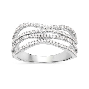 0.46 Carat Genuine White Diamond 14K White Gold Ring (F-G Color, SI Clarity)