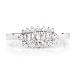 0.37 Carat Genuine White Diamond 14K White Gold Ring (E-F Color, VS-SI Clarity)