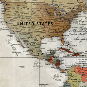 Personalized World Map Wall Art Canvas Print – Custom Push