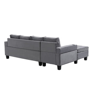 Modern Sectional Sofa Set With L Shape Chaise Lounge And Storage