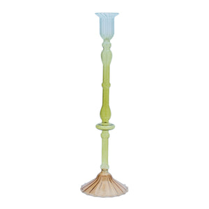 Multicolored Glass Taper Candle Holder (Set - 3)