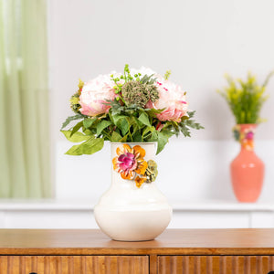 Floral Embossed Metal Vase 8.5"H