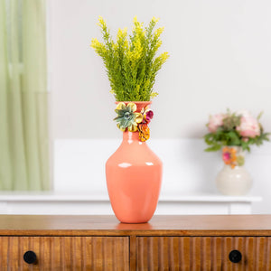 Floral Embossed Metal Vase12.25"H