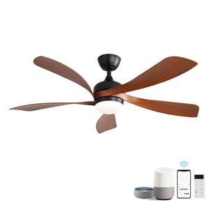 45-Inch Ceiling Fan with DC Motor and Integrated Light - Wood Grain