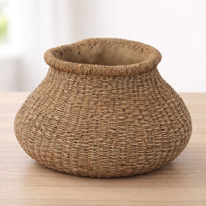 Braided Weave Cement Vase 10"D