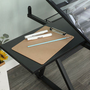 Adjustable Tempered Glass Drafting Printing Table With Chair