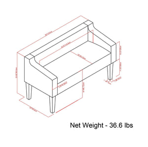 Platinum Upholstered Bench with Solid Wood Frame - Parris