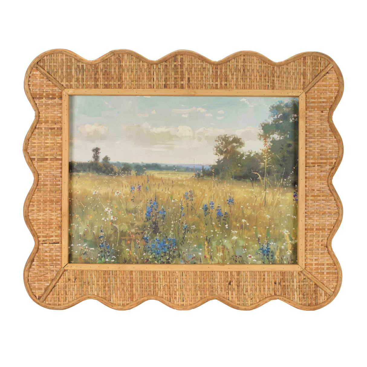 Scalloped Bamboo Framed Landscape Print (Set of 2)