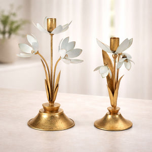 Sculpted Floral Taper Candle Holder (Set of 2)