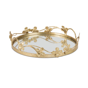 Floral Sculpted Mirror Tray (Set of 2)