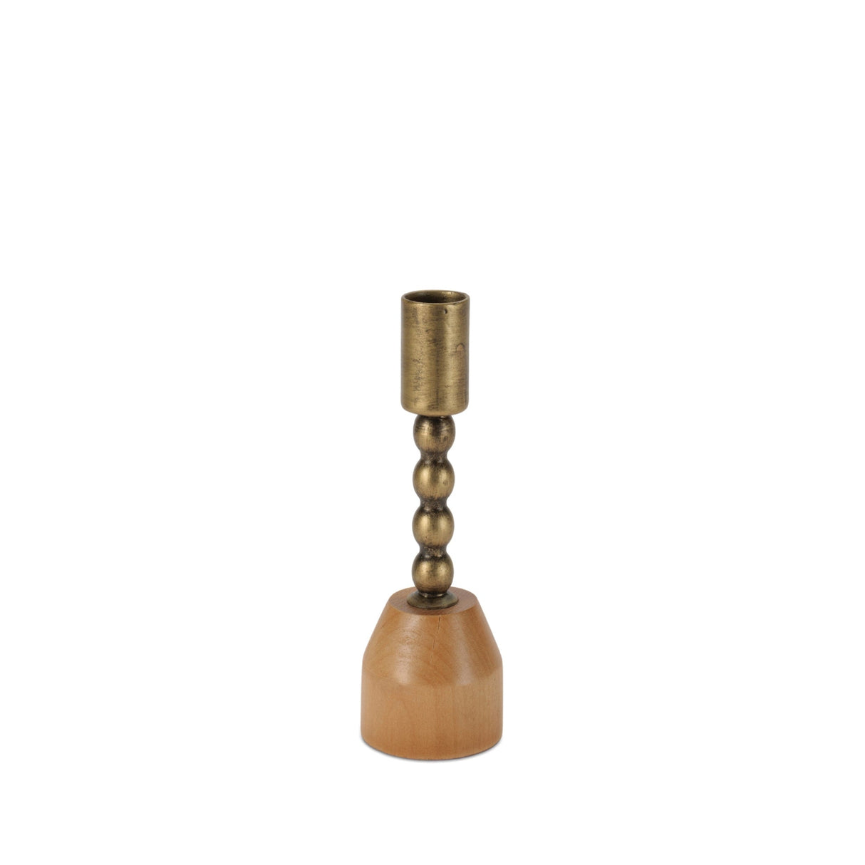 Modern Metal Taper Candle Holder with Birch Base (Set of 3)