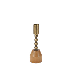 Modern Metal Taper Candle Holder with Birch Base (Set of 3)